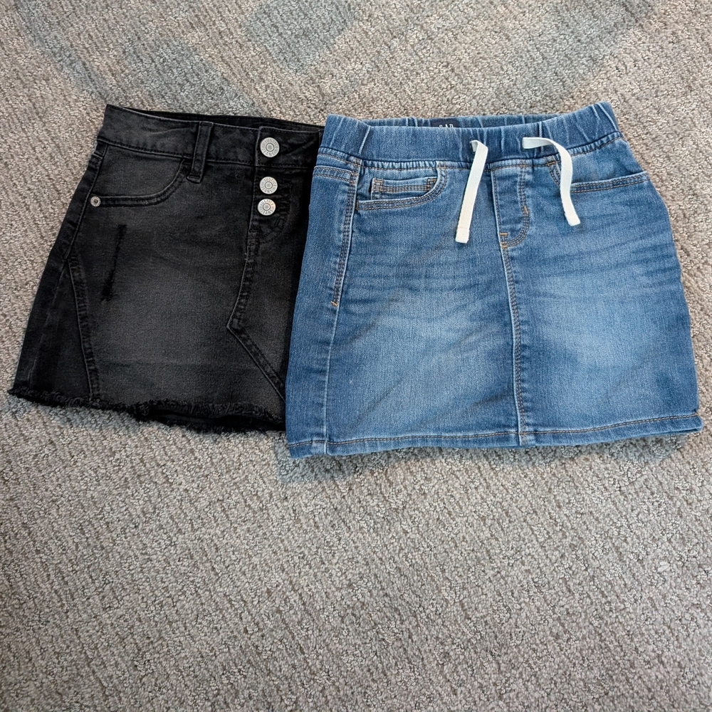 Black And Blue Girls Denim Skirt Set